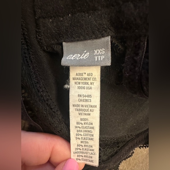 AERIE BLACK HALTER PADDED LACE BRALETTE - Size XXS SKU:597 - Picture 3 of 4